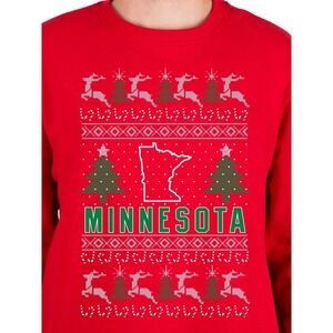 Minnesota Winter Holiday Pullover Sweatshirt‎ Mens M Red Fleece Crewneck Top NWT